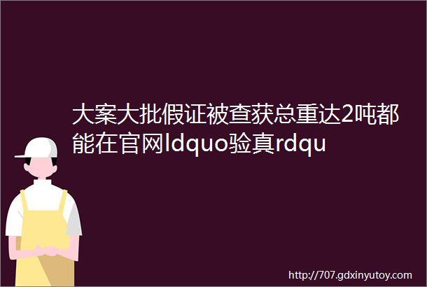 大案大批假证被查获总重达2吨都能在官网ldquo验真rdquohelliphellip怎么做到的